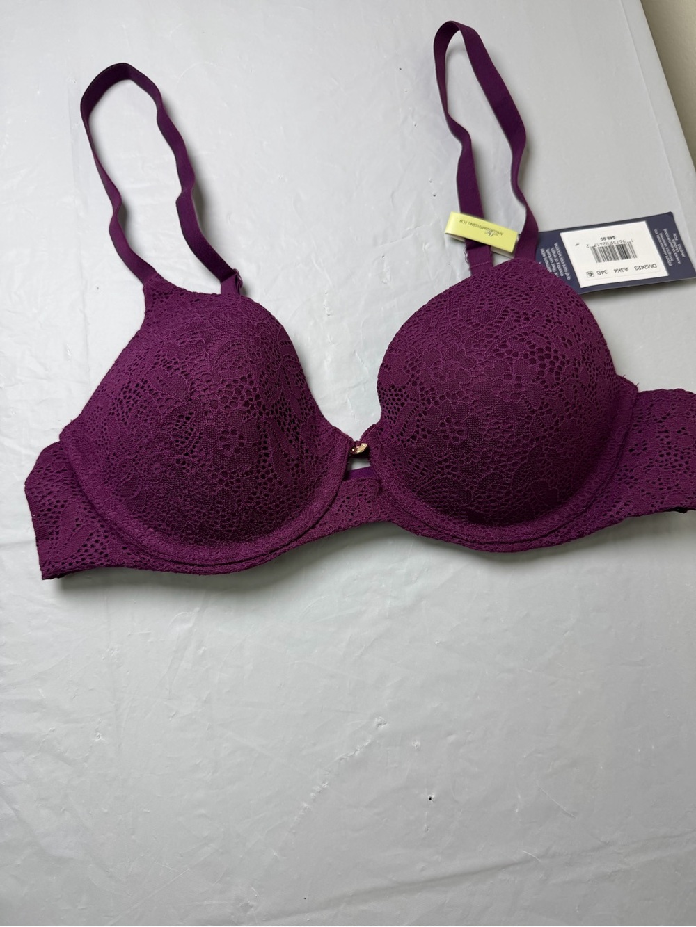 NWT 34B Maiden Form Womens Burgundy Underwire Padded Back Closure Push-Up Bra
